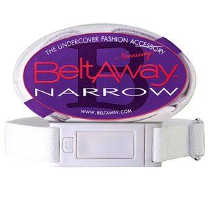 Beltaway NARROW Skinny Adjustable Flat Buckle Stretch Belt + Size 16-2X - White